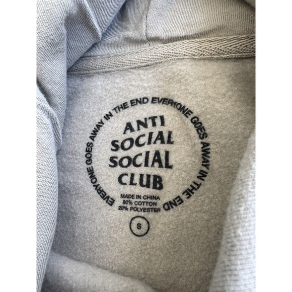 Authentic Anti Social Social Club Cancelled Tonal Hoodie Cement Small - Picture 5 of 5